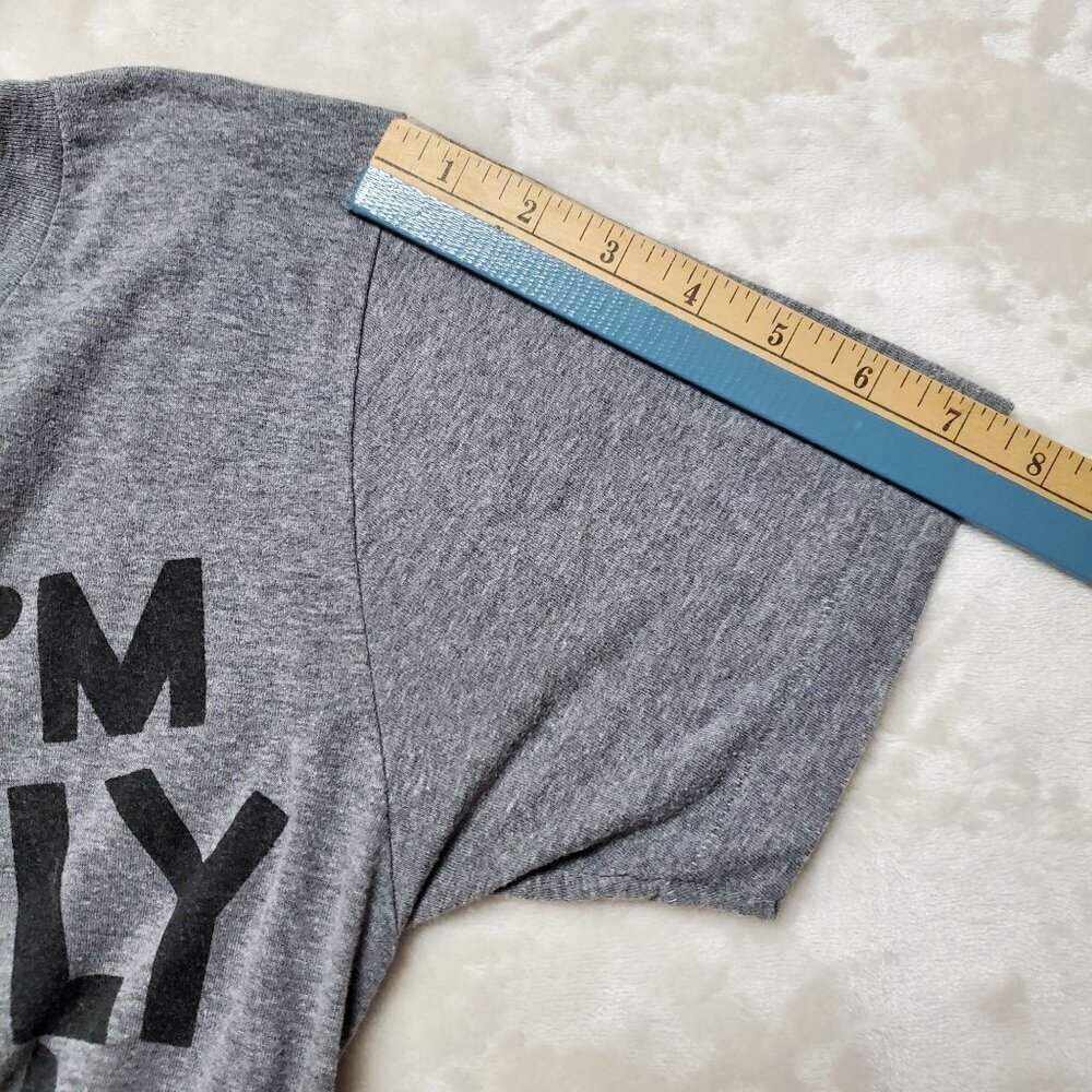 "Sorry I'm Totally Rad" Graphic T-Shirt XS American Apparel Gray Blend - Picture 9 of 13